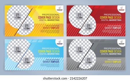 Set of 4 color Web banners templates, Standard sizes with space. Premium Vector illustration