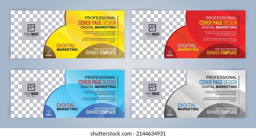 Set of 4 color Web banners templates, Standard sizes with space. Premium Vector illustration