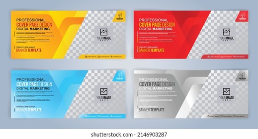 Set of 4 color Web banners templates, Standard sizes with space. Premium Vector illustration