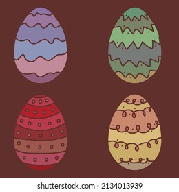Set of 4 colored Easter eggs