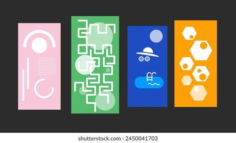 Set of 4 colorful abstract Vector images