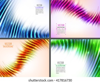 Set of 4 colorful abstract wave backgrounds. Vector illustration.