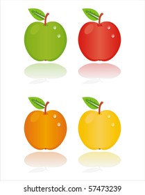 set of 4 colorful apples