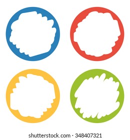 Set of 4 colorful badges with hand erased center isolated on white