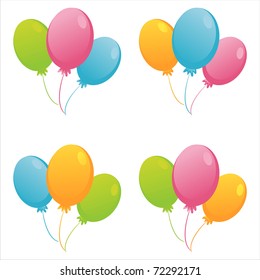 set of 4 colorful balloons