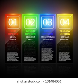 Set of 4 colorful banners with numbers from 1 to 4. Useful for web design.