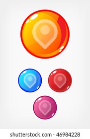 Set of 4 colorful buttons with signs