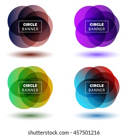 Set of 4 colorful circles shapes.  Round banners for design element