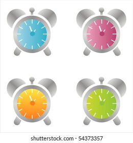 set of 4 colorful clock icons