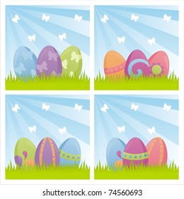 set of 4 colorful easter backgrounds