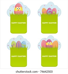 set of 4 colorful easter banners