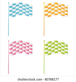 set of 4 colorful flags icons