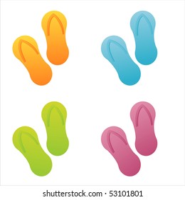 set of 4 colorful flip flops