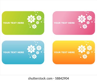 set of 4 colorful floral frames