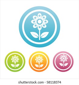 set of 4 colorful floral signs