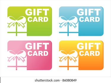 set of 4 colorful gift cards