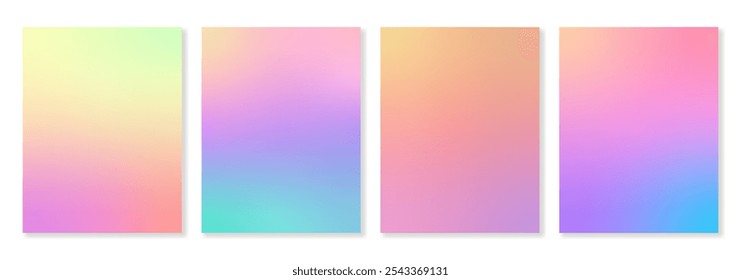 Set of 4 colorful gradient backgrounds in rich colors with soft transitions. For covers, wallpapers, posters, branding, social media and other projects. Vector, for web and print.