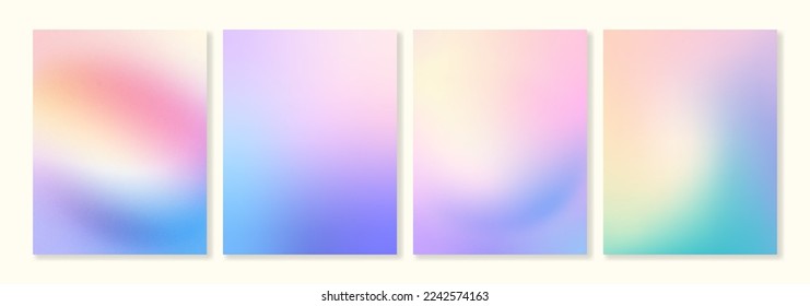 Set 4 colorful grainy gradients backgrounds  For covers  wallpapers  branding   other projects  You can use grainy texture for each the gradients  Vector  can be used for printing 