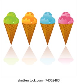 set of 4 colorful ice-creams icons