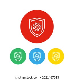 Set of 4 colorful icon. Shield with virus icon. Protection and immunization concept.