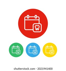 Set of 4 colorful icons. Calendar with dentist appointment icon