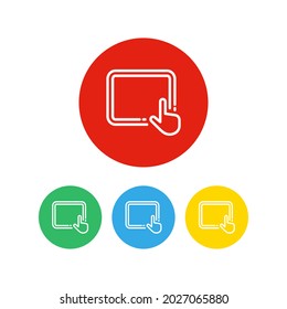 Set of 4 colorful icons. Tablet with hand icon on white background