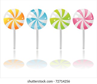 set of 4 colorful lollipops