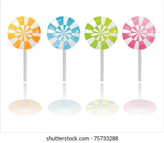 set of 4 colorful lollipops