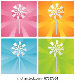set of 4 colorful lollipops backgrounds