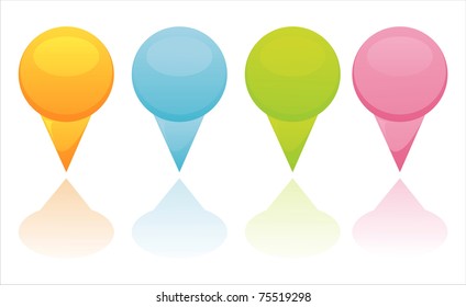 set of 4 colorful mapping pins