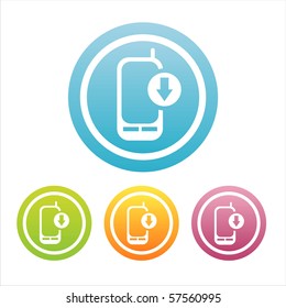 set of 4 colorful mobile phone signs