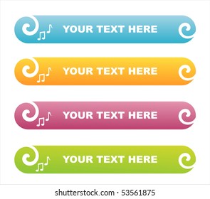 set of 4 colorful musical banners