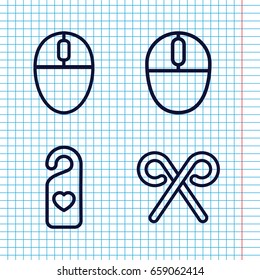 Set of 4 colorful outline icons such as heart tag, mouse