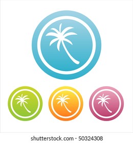 set of 4 colorful palm tree signs