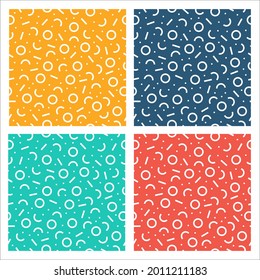 Set of 4 colorful patterns with circles and lines