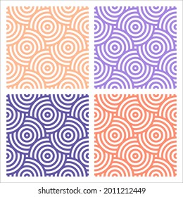 Set of 4 colorful patterns with circles