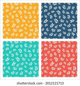 Set of 4 colorful patterns with leaves