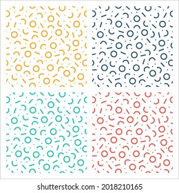 Set of 4 colorful patterns with memphis design