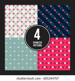 Set of 4 colorful patterns. Useful for wrapping and textile design.