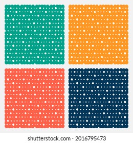 Set of 4 colorful patterns with white dots