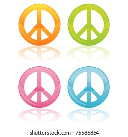 set of 4 colorful peace symbols