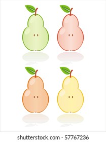 set of 4 colorful pears