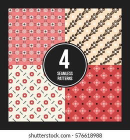 Set of 4 colorful pixelated patterns. Childish style. Useful for wrapping and textile design.