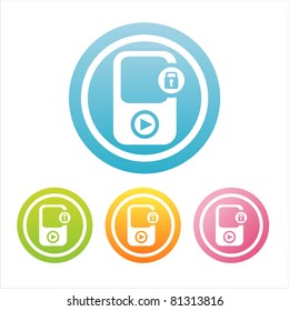 set of 4 colorful player with locks signs