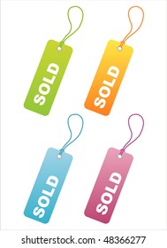 set of 4 colorful sale tags