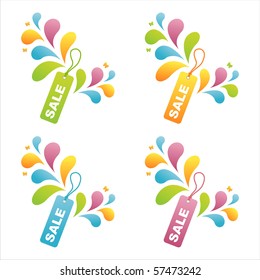 set of 4 colorful sale tags
