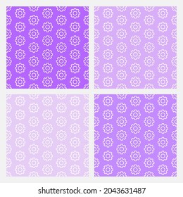 Set of 4 colorful seamless pattern with gears
