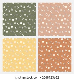 Set of 4 colorful seamless pattern with white dots.