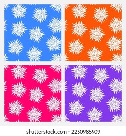 Set of 4 colorful seamless pattern with sun
