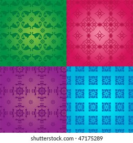 Set of 4 colorful seamless patterns
